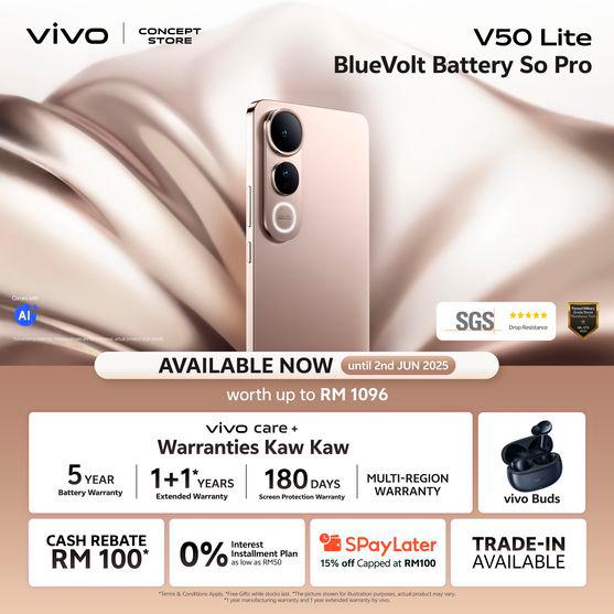 Exclusive flagship technology, exceptional battery life— vivo V50 Lite 5G is now here! $!Exclusive flagship technology, exceptional battery life— vivo V50 Lite 5G is now here!